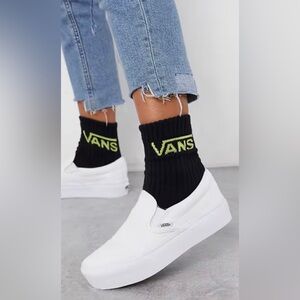 Like new Vans Classic Slip-On Platform sneakers in true white